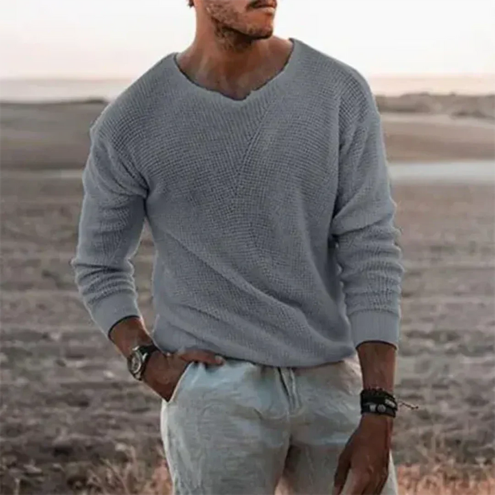 Warmer men's knitted sweater with long sleeves – Sigfried