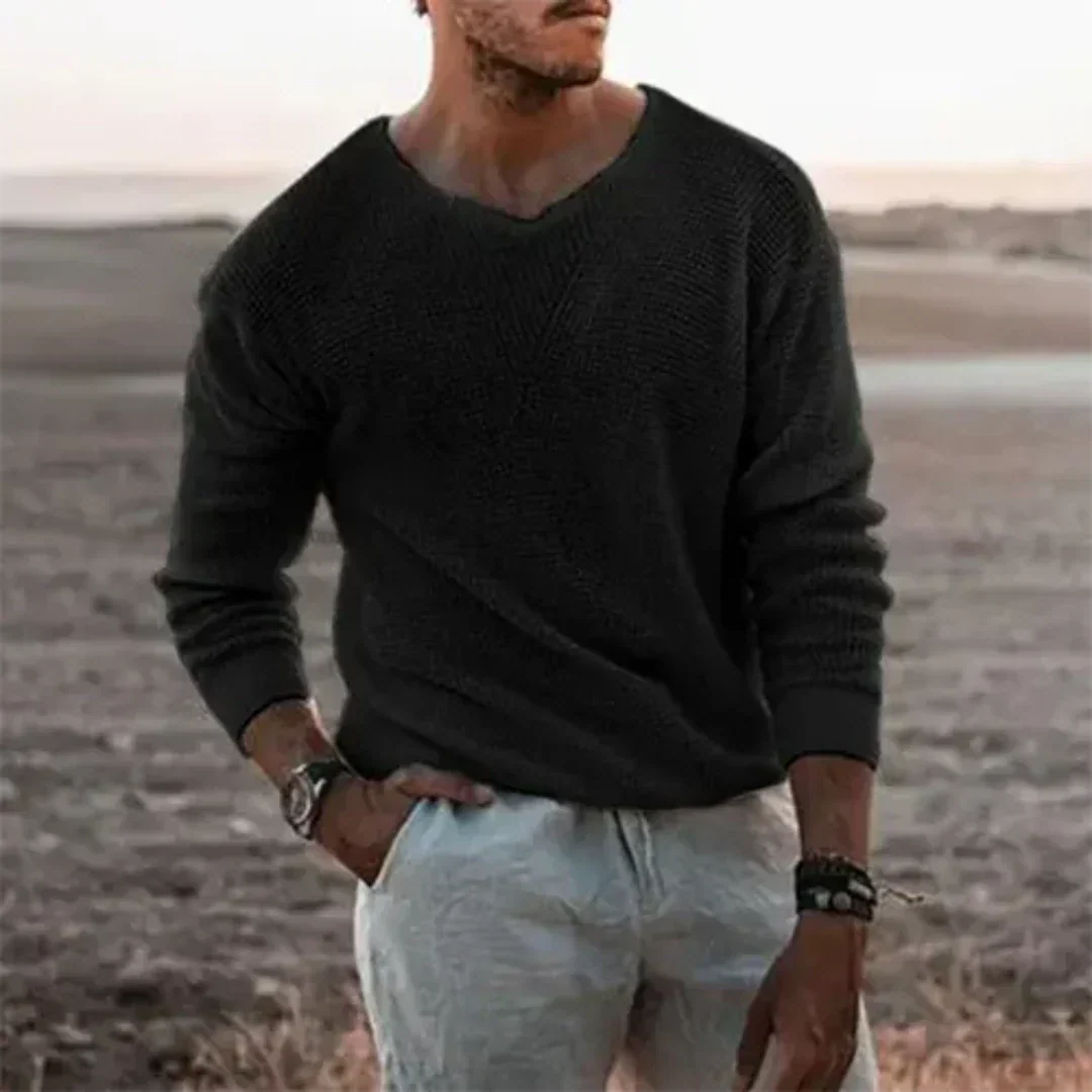 Warmer men's knitted sweater with long sleeves – Sigfried