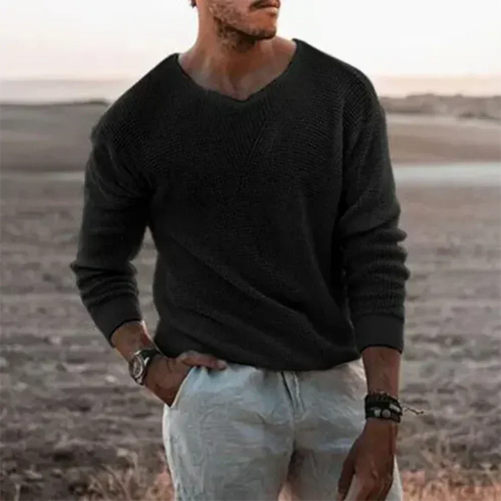 Warmer men's knitted sweater with long sleeves – Sigfried