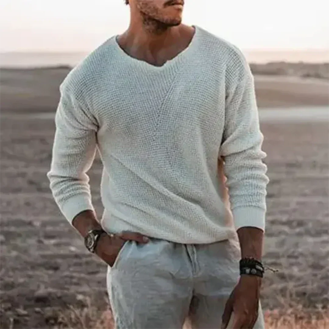 Warmer men's knitted sweater with long sleeves – Sigfried