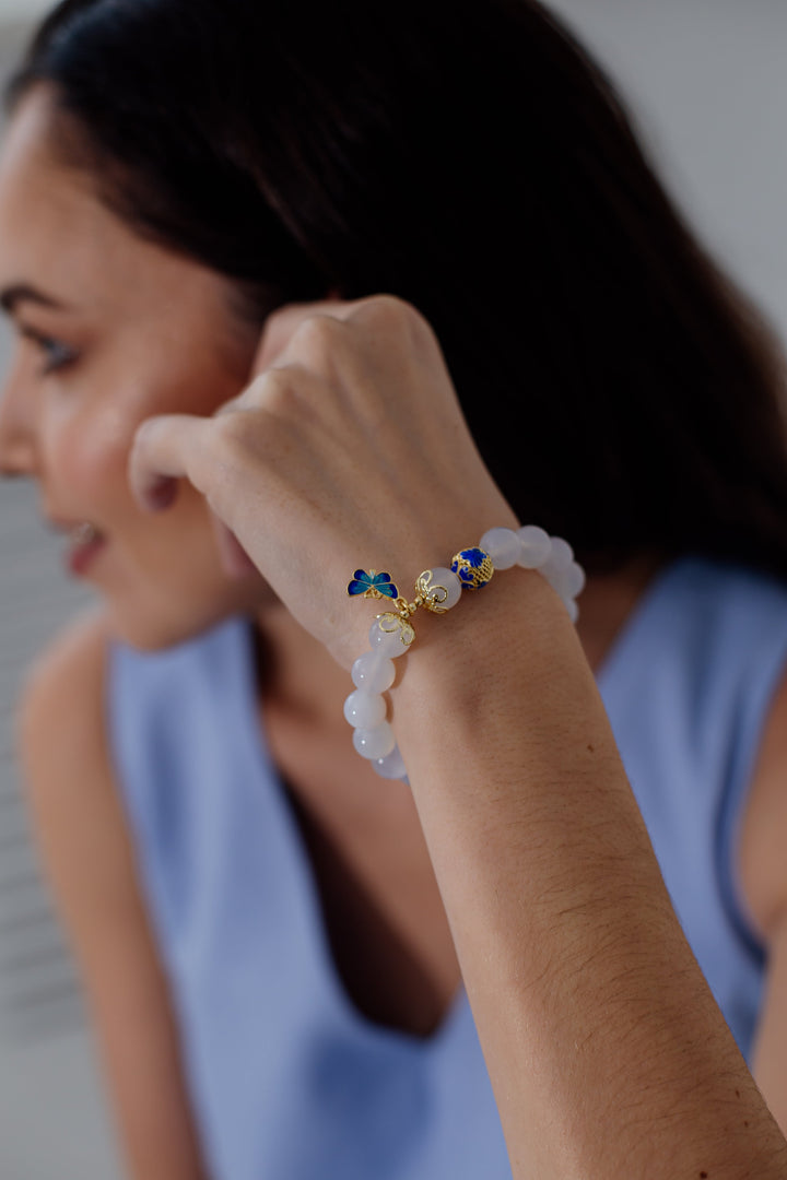 Schmetterling hvit agat armbånd – Evelina