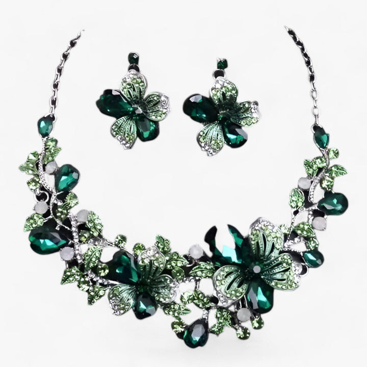 Bridal jewelry set with enamel flowers – Fleur