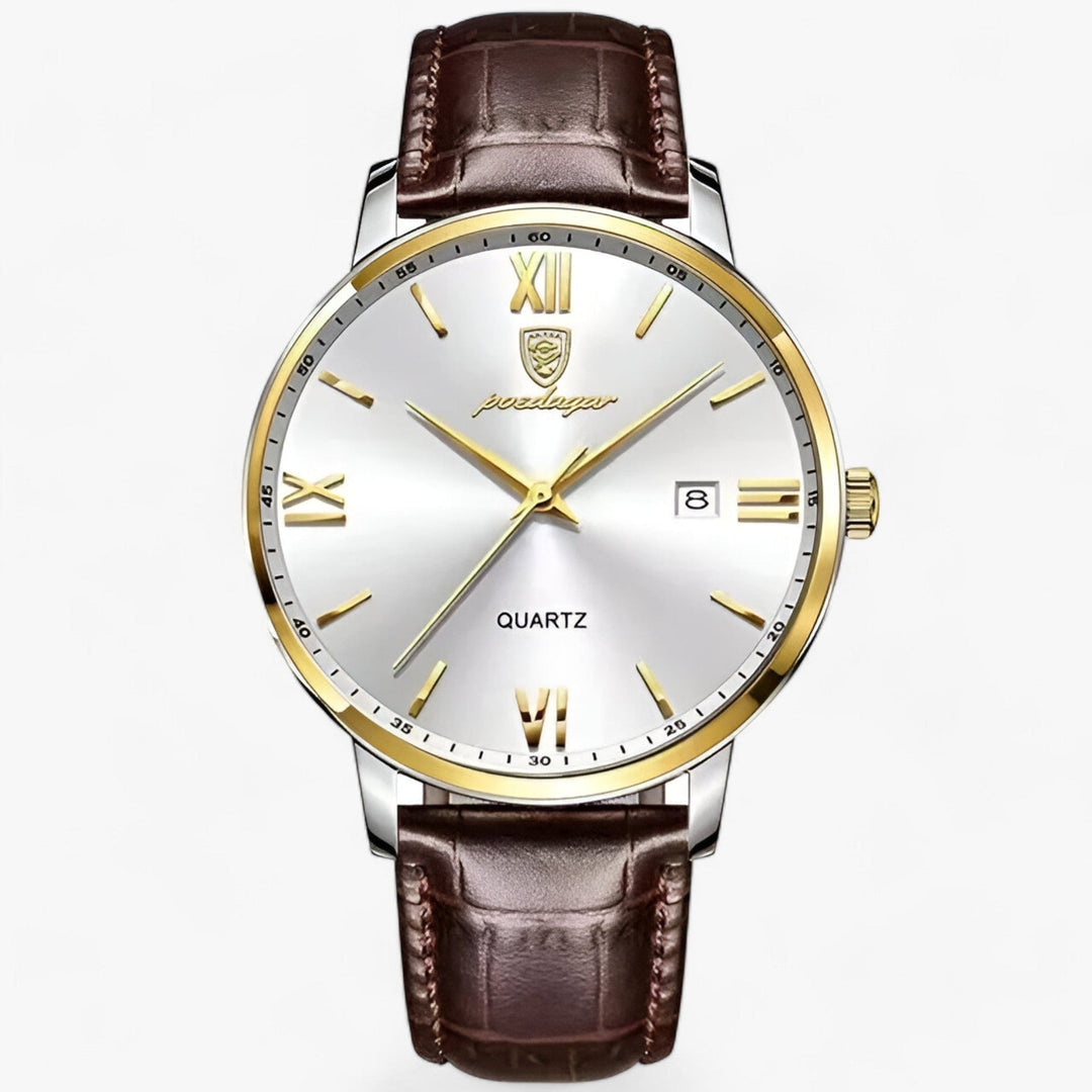 Luxury men's wristwatch with leather strap – Adrien