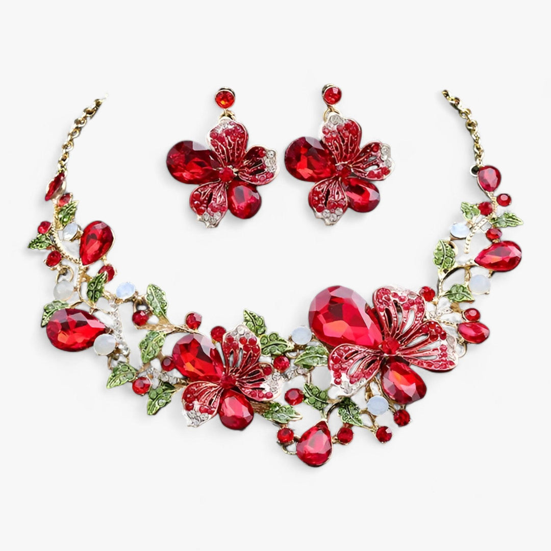 Bridal jewelry set with enamel flowers – Fleur