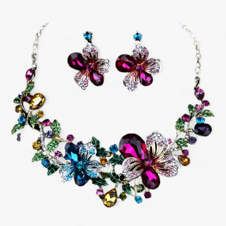 Bridal jewelry set with enamel flowers – Fleur