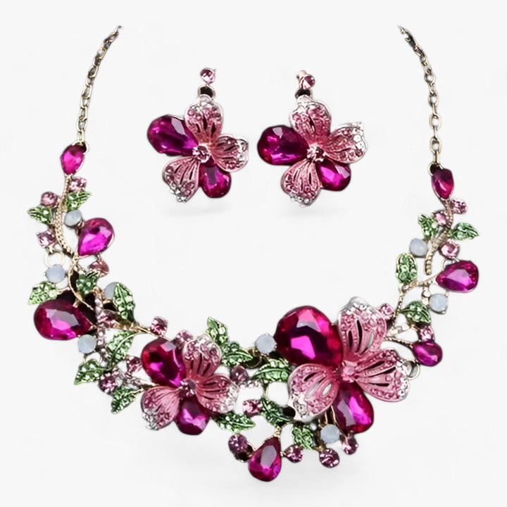 Bridal jewelry set with enamel flowers – Fleur