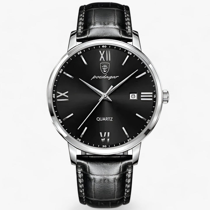 Luxury men's wristwatch with leather strap – Adrien