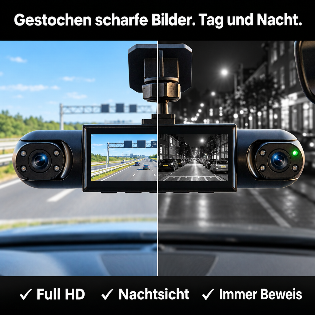 360° Dashcam with 4 Cameras, GPS Timestamp and Night Vision 3