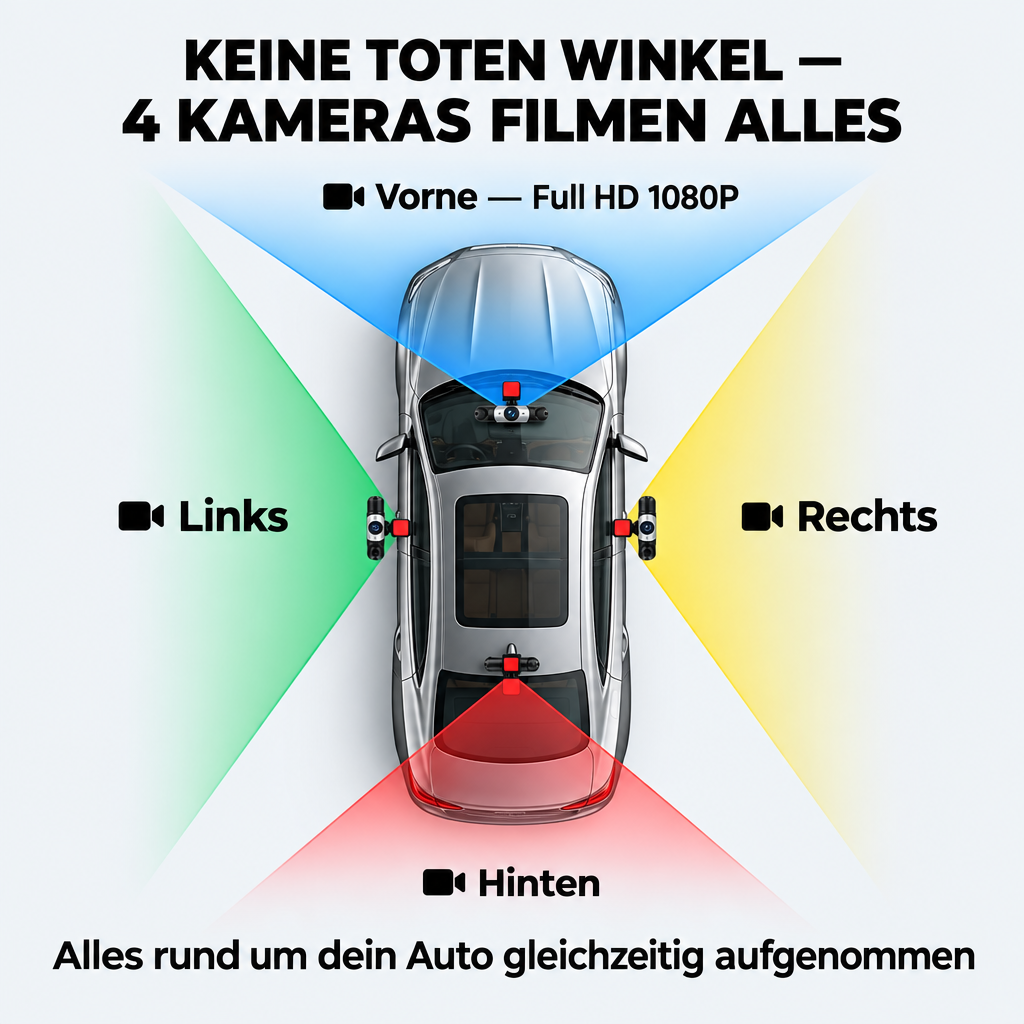 360° Dashcam with 4 Cameras, GPS Timestamp and Night Vision 2
