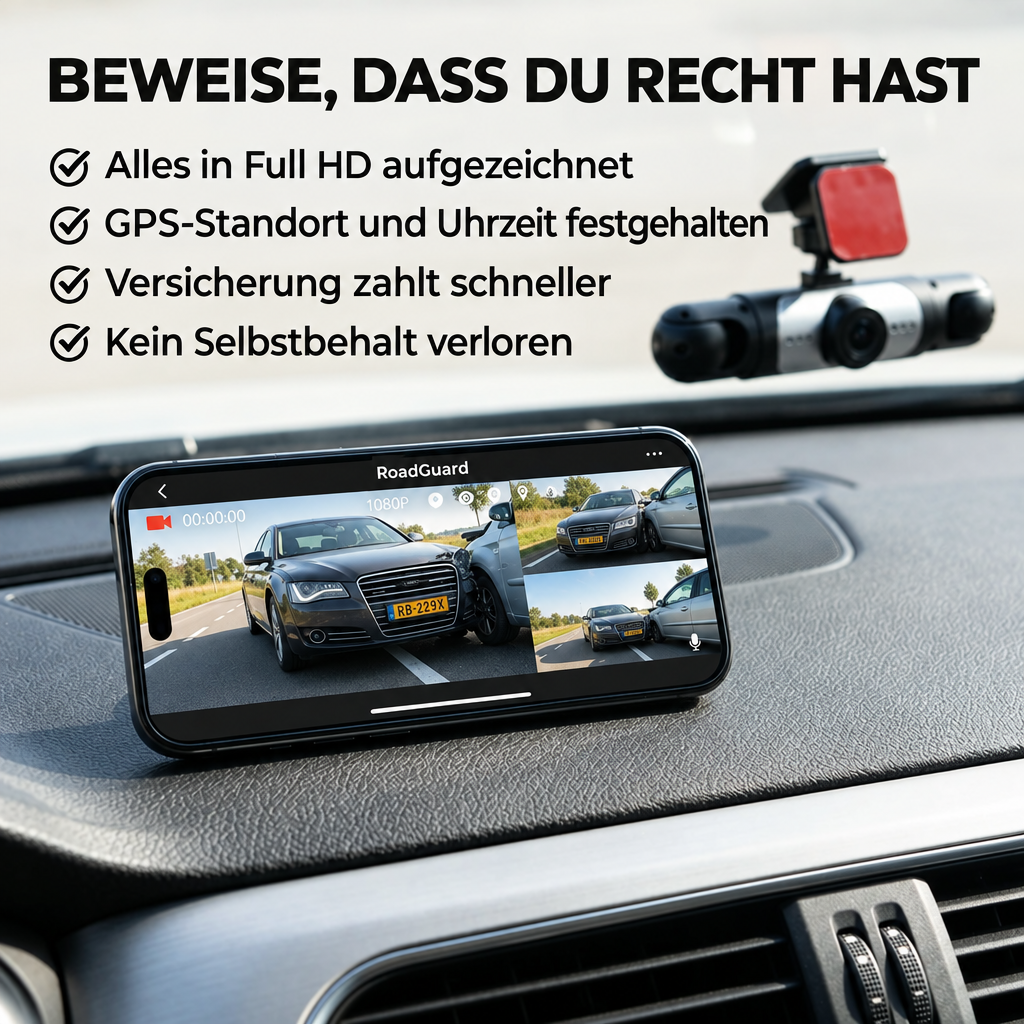 360° Dashcam with 4 Cameras, GPS Timestamp and Night Vision 5