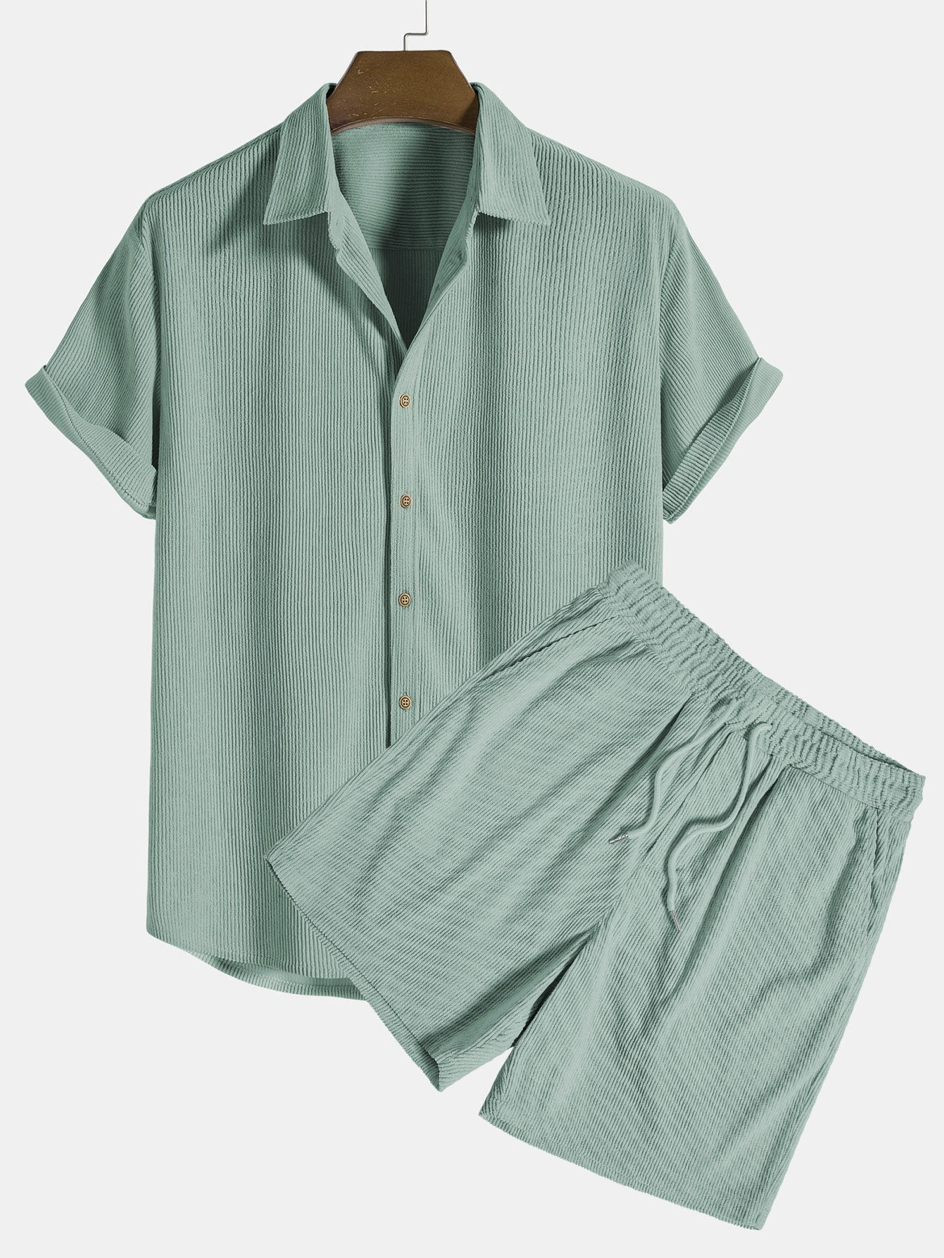 Stilig herresommer-sett med skjorte og kordshorts - SommerKern