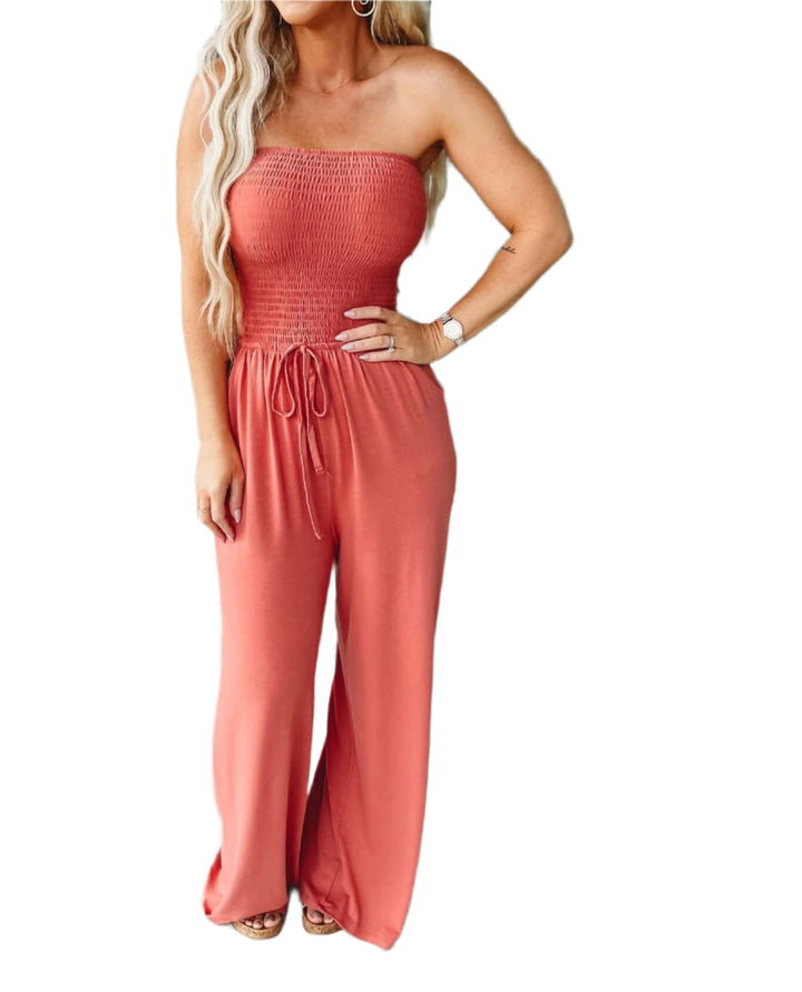 Off-shoulder sommer-jumpsuit med vide ben – Camila
