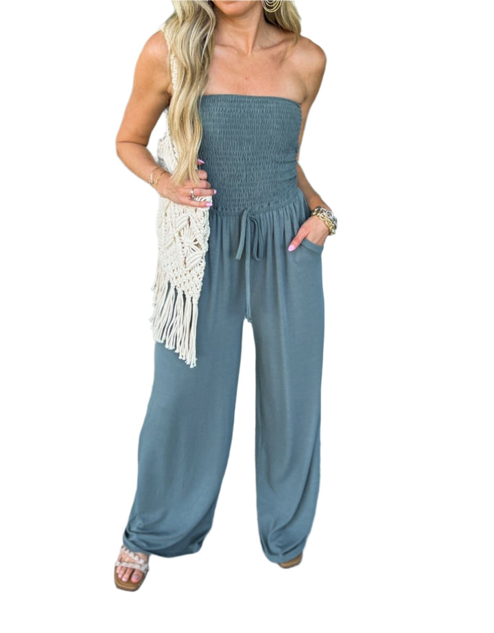Off-shoulder sommer-jumpsuit med vide ben – Camila