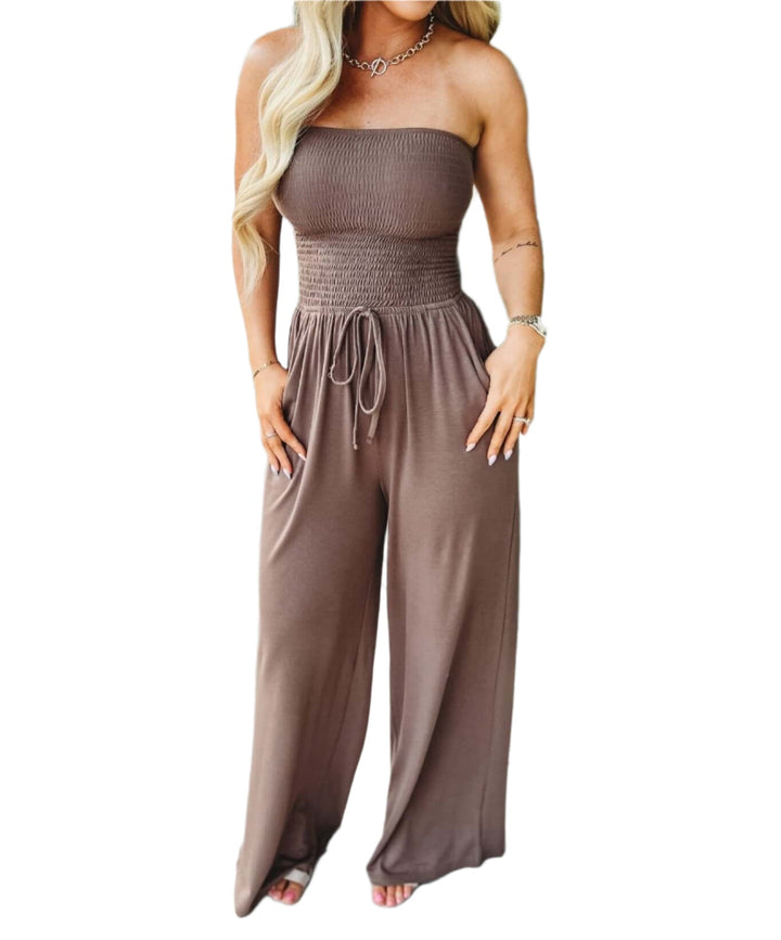Off-shoulder sommer-jumpsuit med vide ben – Camila