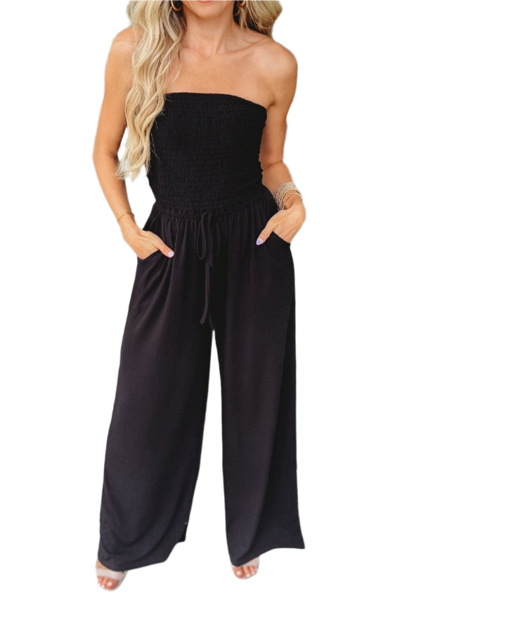 Off-shoulder sommer-jumpsuit med vide ben – Camila