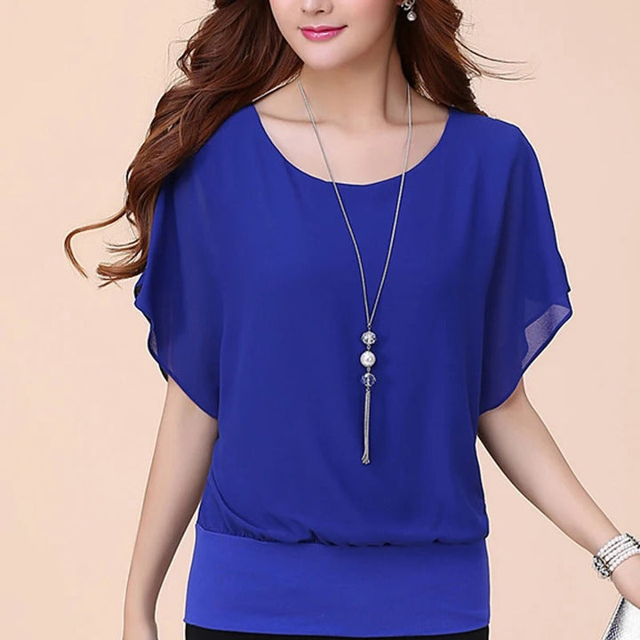 Dame chiffonbluse med flæseærmer – Ariana