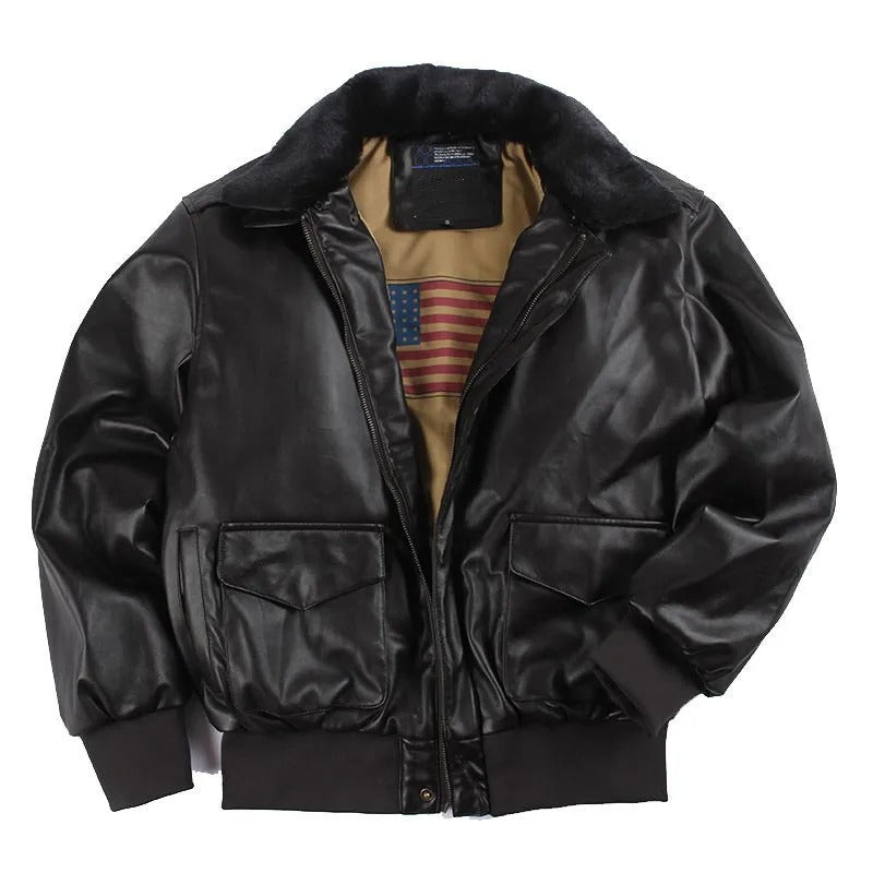 Vintage leather motorcycle jacket for winter – Maxim