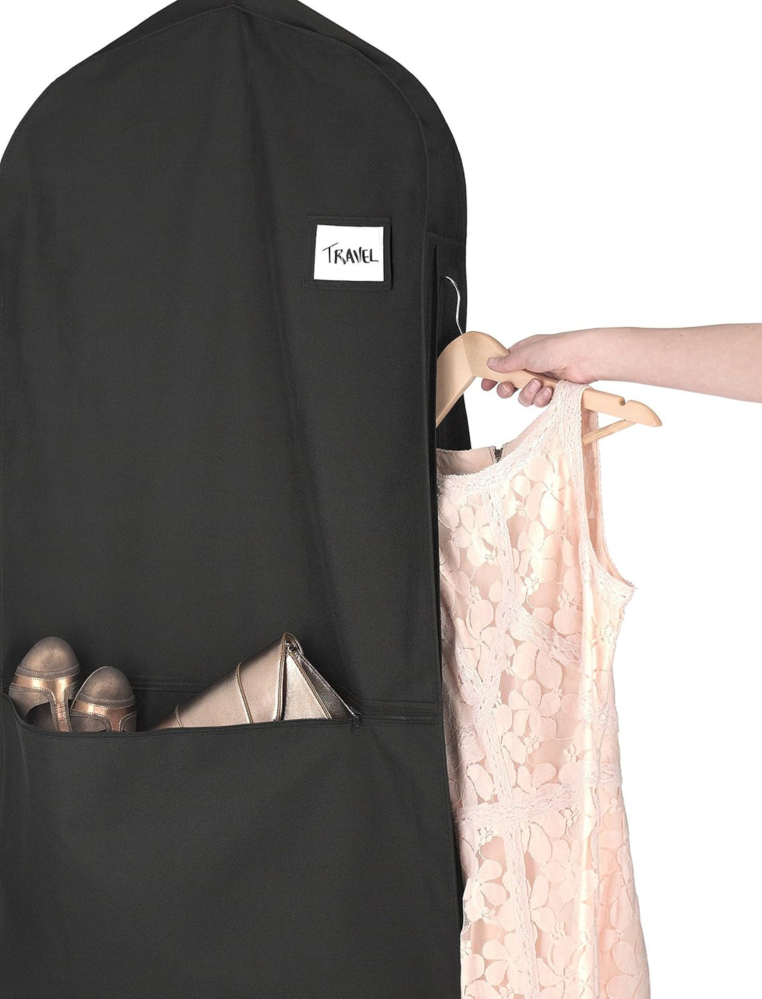 Water-repellent garment bag with zipper and accessory pocket