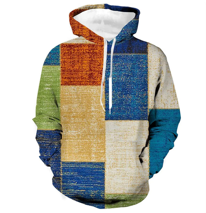 3D Checkered Hoodie | Urban Vibes Oversized Sweater
