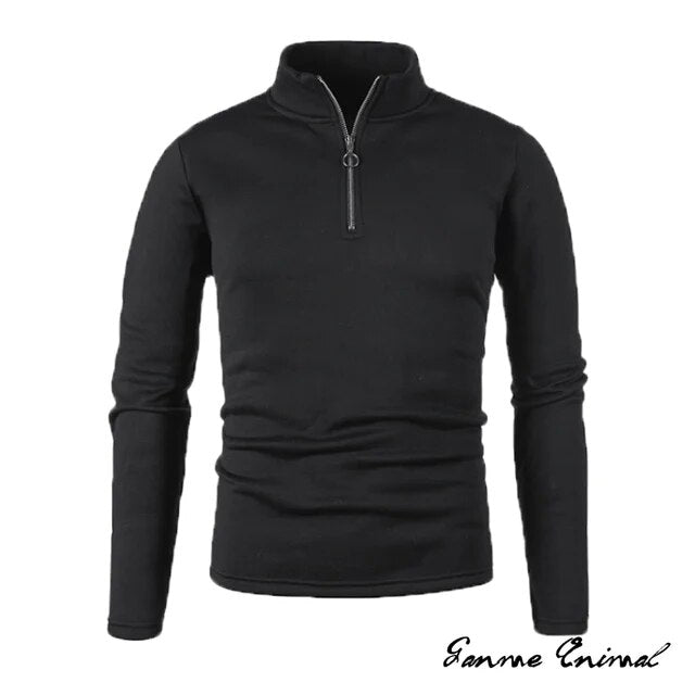Rullekravepullover med lynlås | Tykkere pullover med halv lynlås