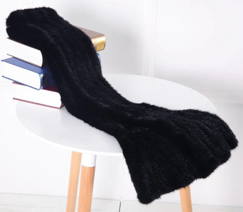 Knitted scarf | Warm and stylish mink fur scarf