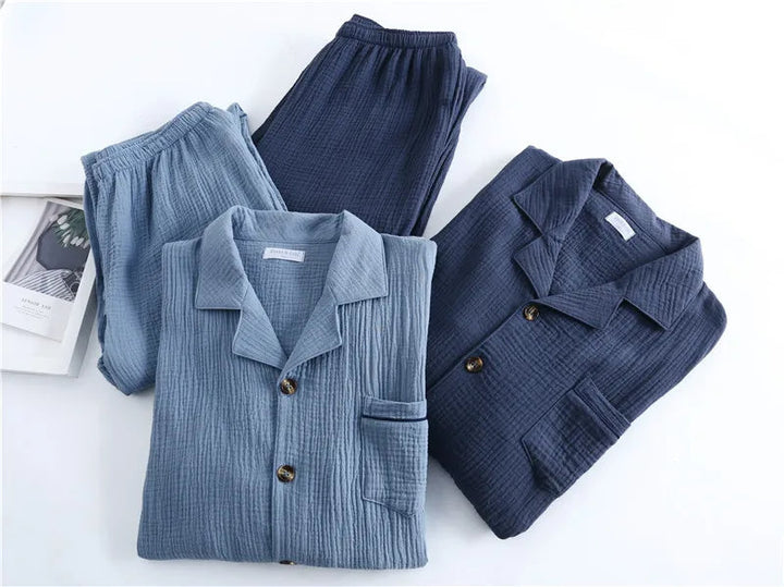 Spring Pajama Set | Lounge Set with Suit Collar for Men