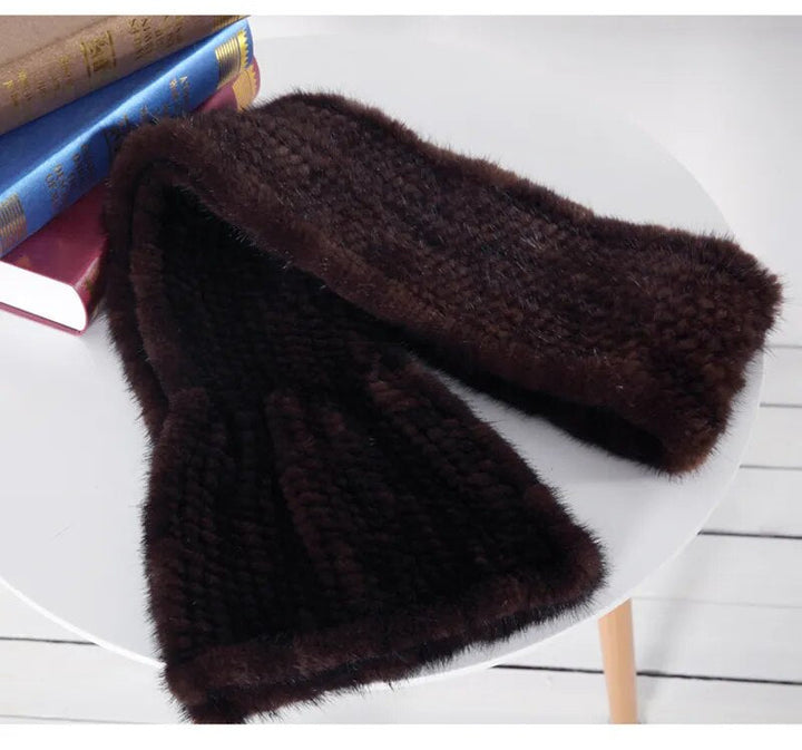 Knitted scarf | Warm and stylish mink fur scarf