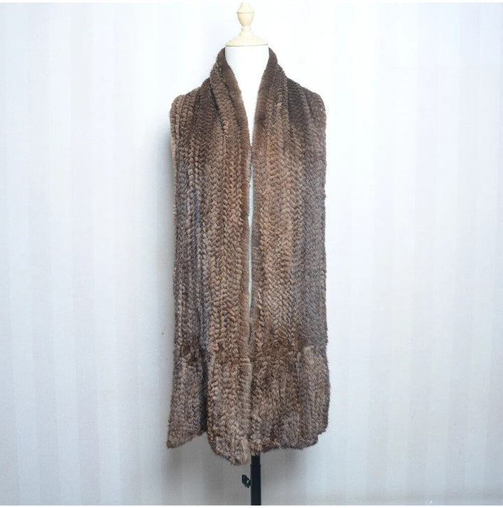 Knitted scarf | Warm and stylish mink fur scarf