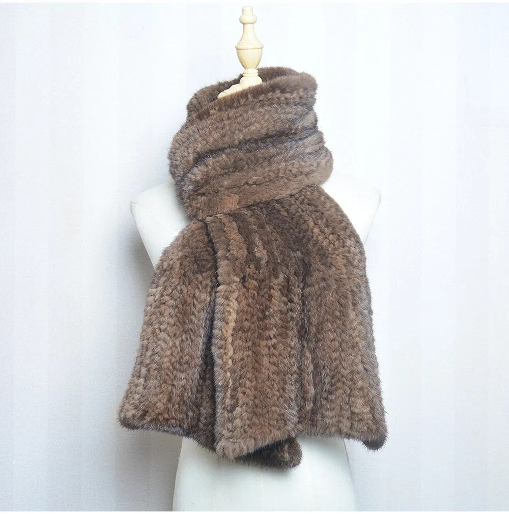 Knitted scarf | Warm and stylish mink fur scarf