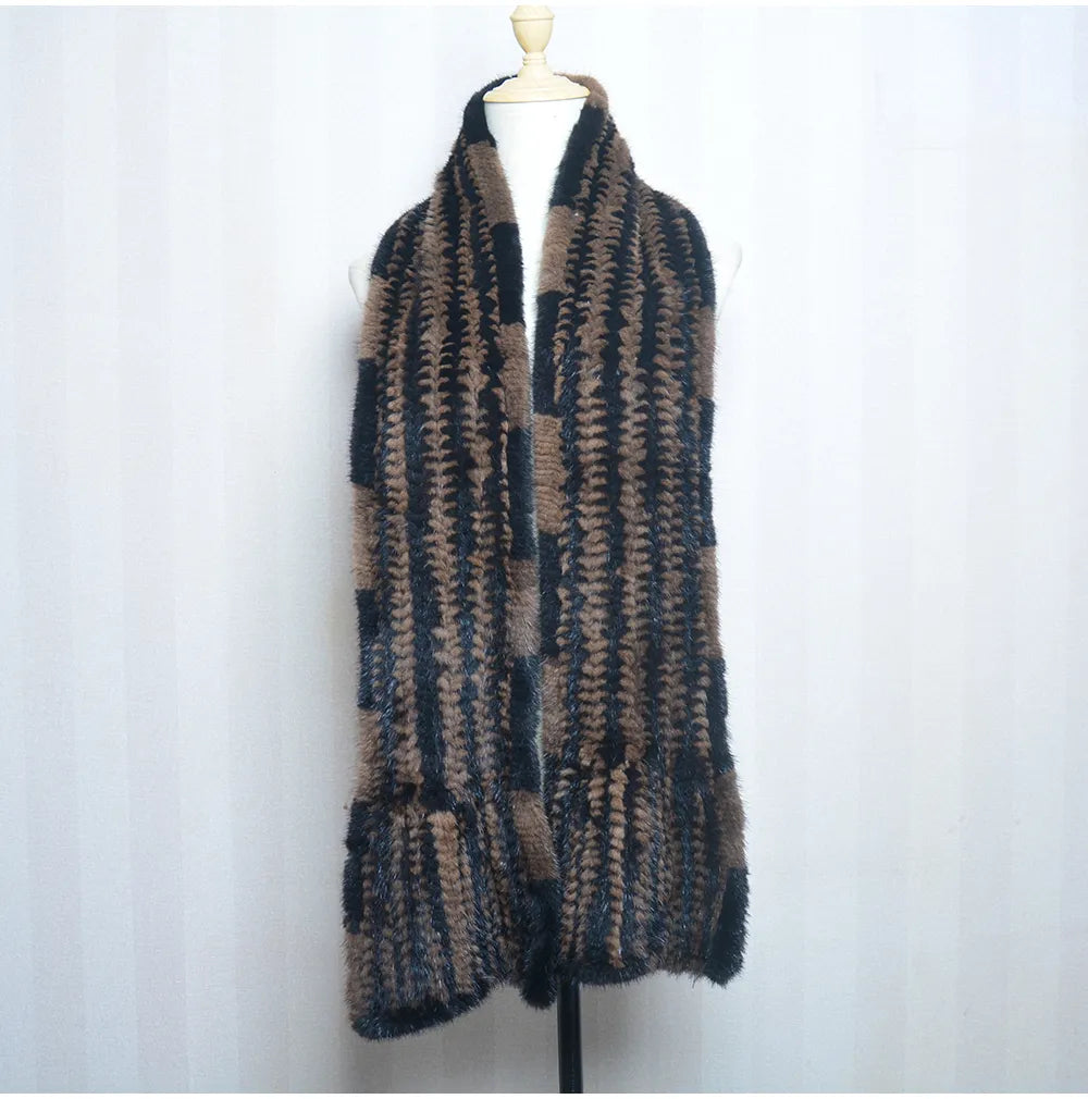 Knitted scarf | Warm and stylish mink fur scarf