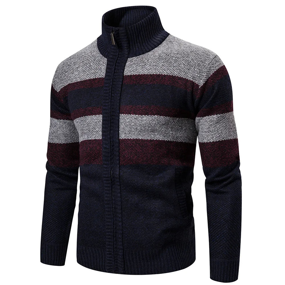 Nolan Winter Vest | Striped Slim-Fit Cardigan