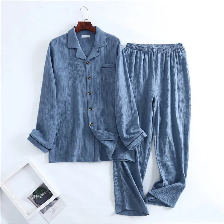 Spring Pajama Set | Lounge Set with Suit Collar for Men