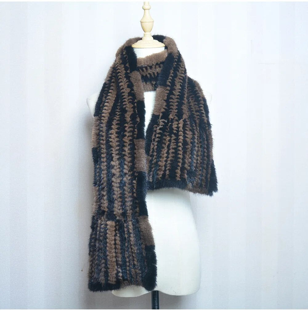 Knitted scarf | Warm and stylish mink fur scarf