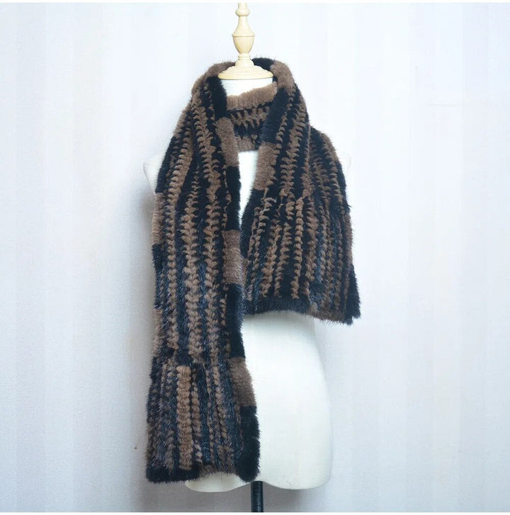 Knitted scarf | Warm and stylish mink fur scarf