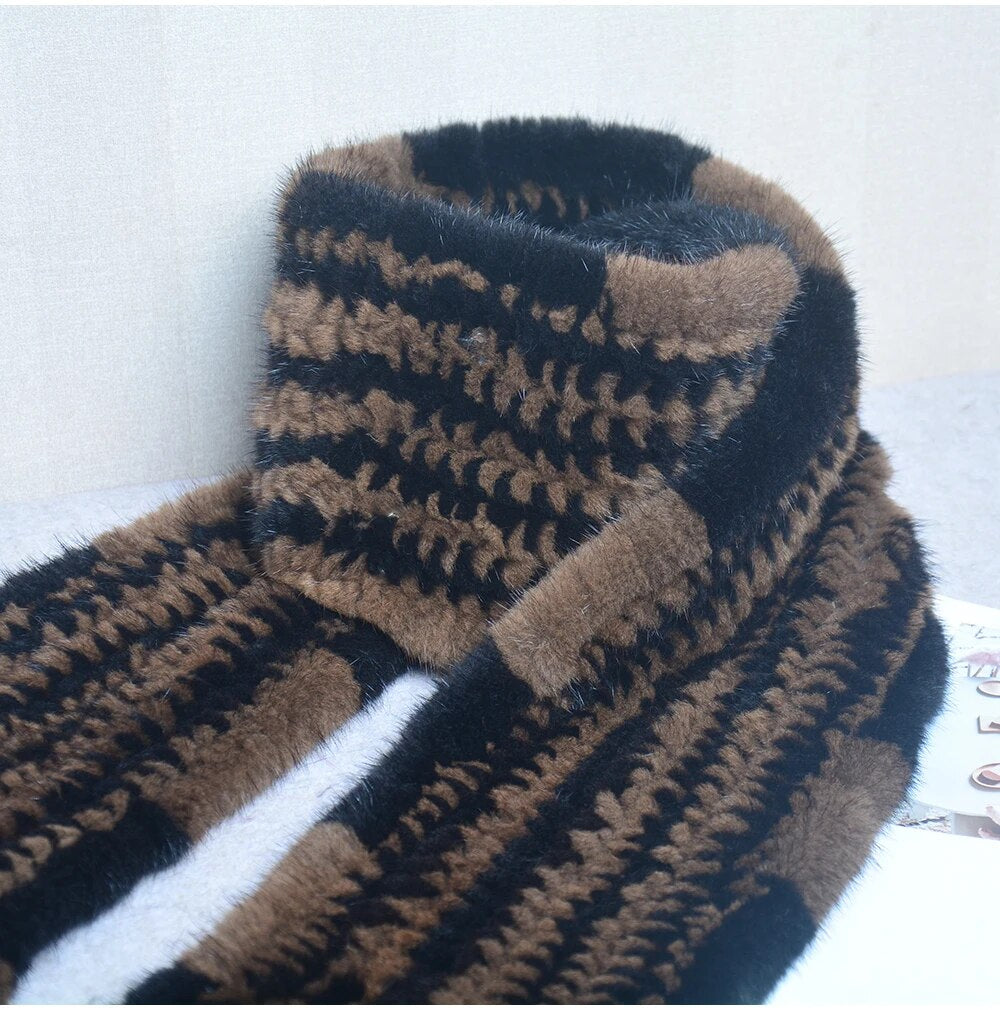 Knitted scarf | Warm and stylish mink fur scarf