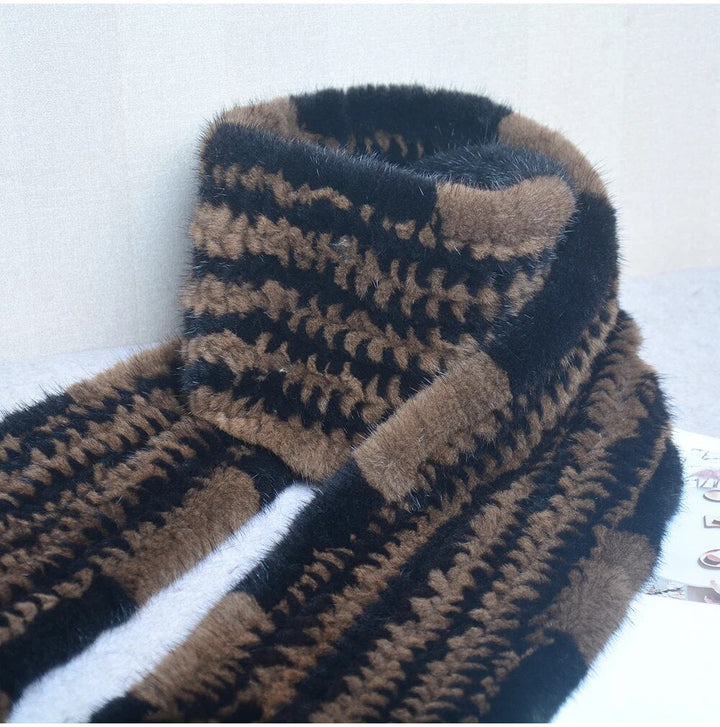 Knitted scarf | Warm and stylish mink fur scarf