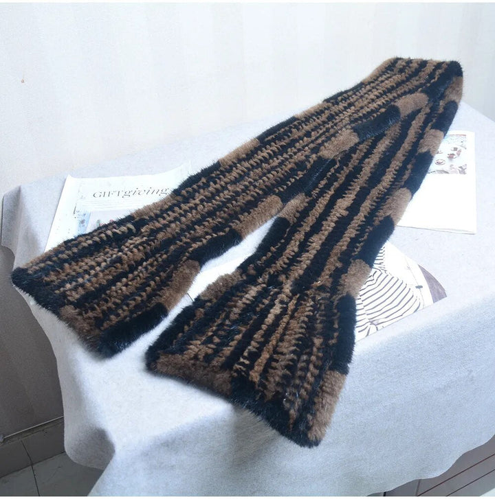 Knitted scarf | Warm and stylish mink fur scarf
