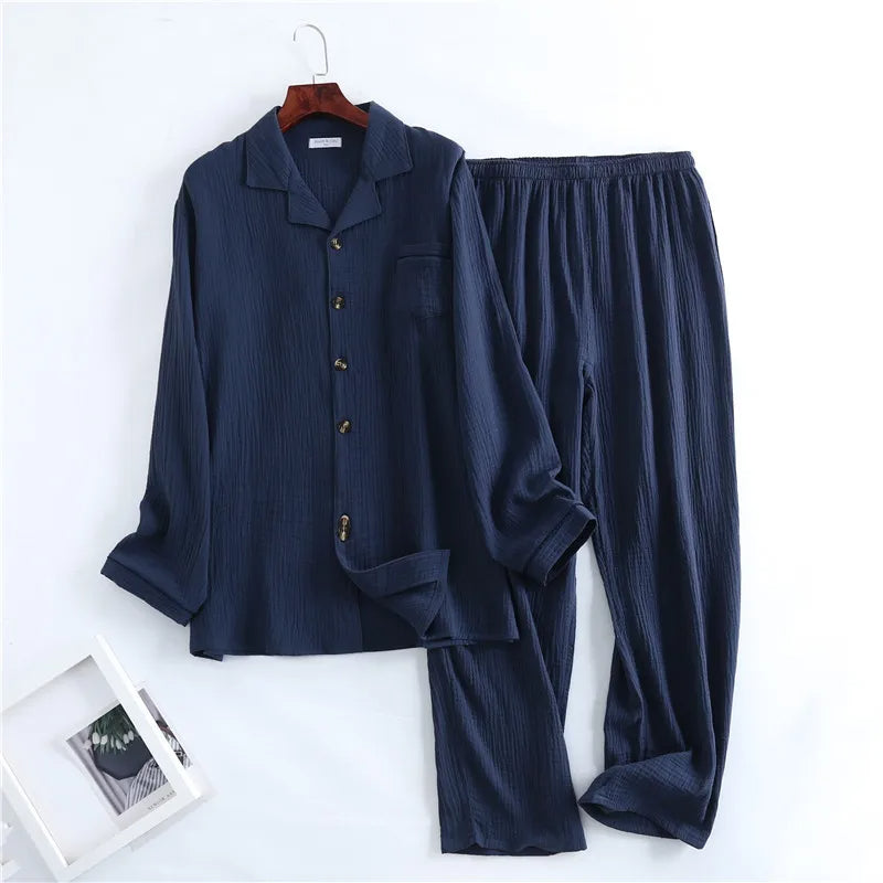 Spring Pajama Set | Lounge Set with Suit Collar for Men