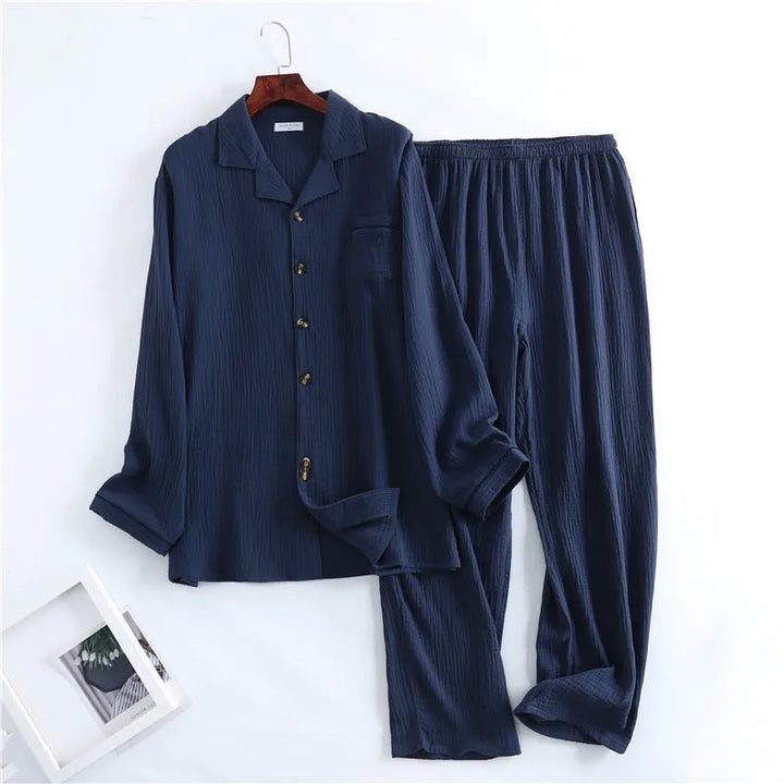 Spring Pajama Set | Lounge Set with Suit Collar for Men