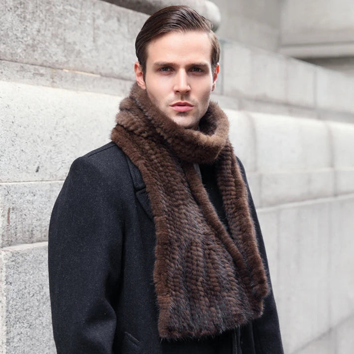 Knitted scarf | Warm and stylish mink fur scarf