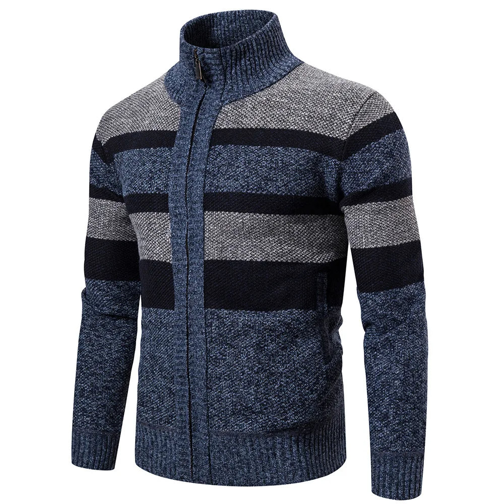 Nolan Winter Vest | Striped Slim-Fit Cardigan