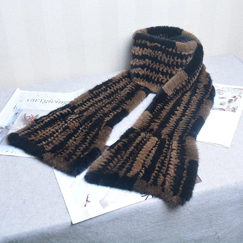 Knitted scarf | Warm and stylish mink fur scarf