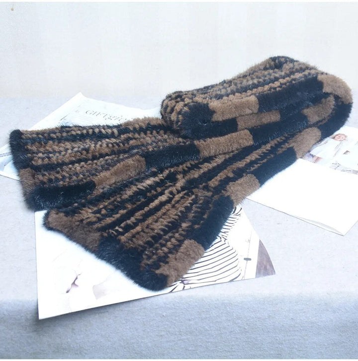 Knitted scarf | Warm and stylish mink fur scarf