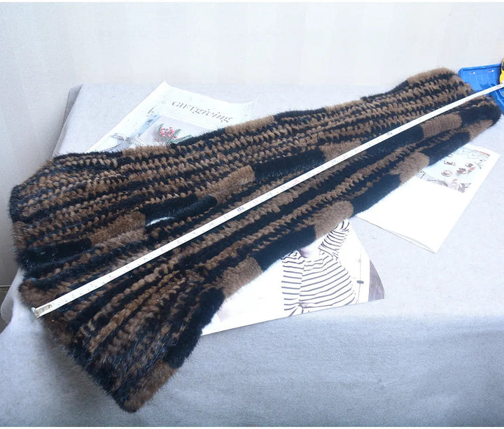 Knitted scarf | Warm and stylish mink fur scarf