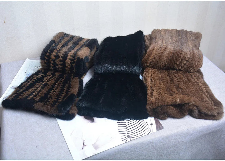 Knitted scarf | Warm and stylish mink fur scarf