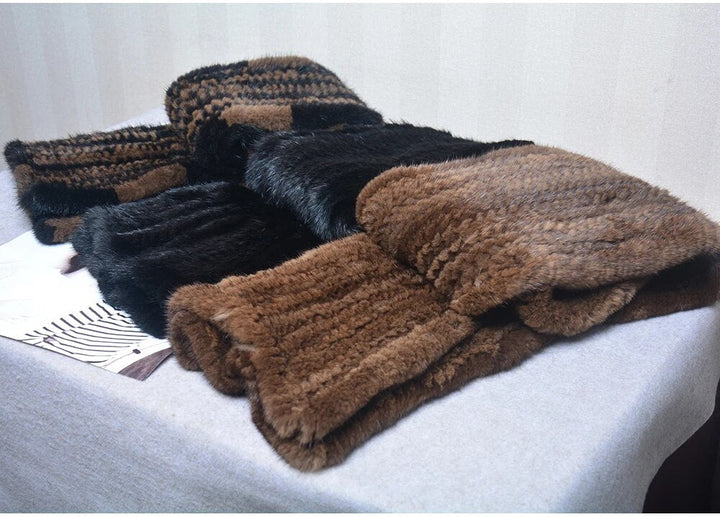 Knitted scarf | Warm and stylish mink fur scarf