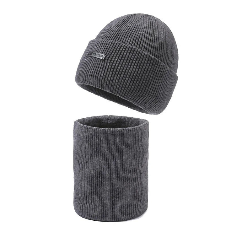 Set de gorros de lana | Gorro de hombre tejido Chill y bufanda