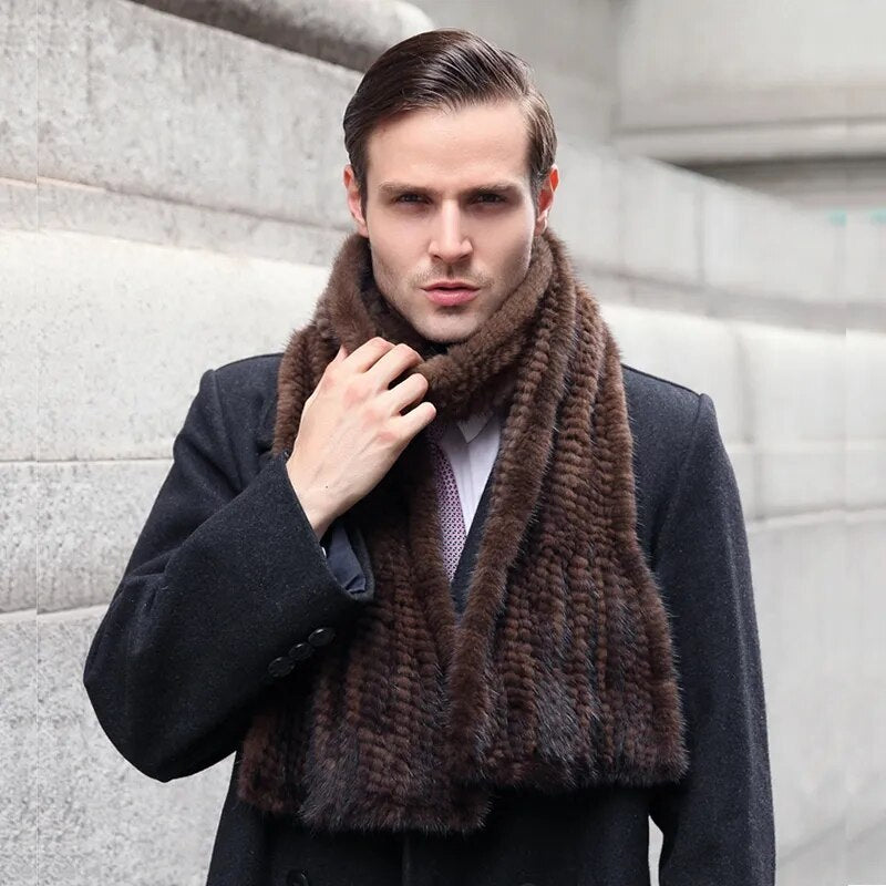 Knitted scarf | Warm and stylish mink fur scarf