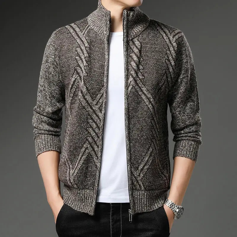 StripeZip vest | Trendy stribet vintercardigan