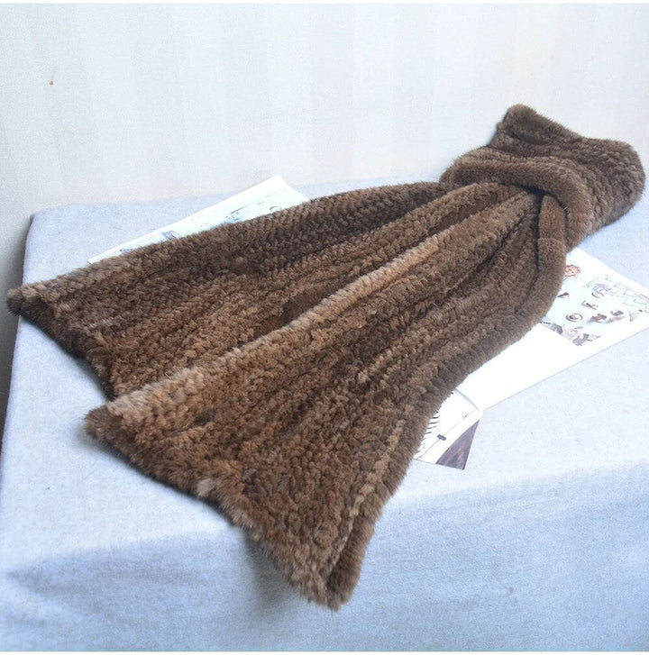 Knitted scarf | Warm and stylish mink fur scarf